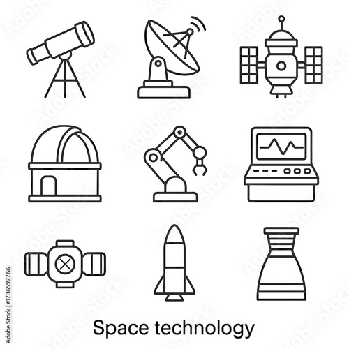 Technology dish icons robotic vector console icon probe command dome arm space