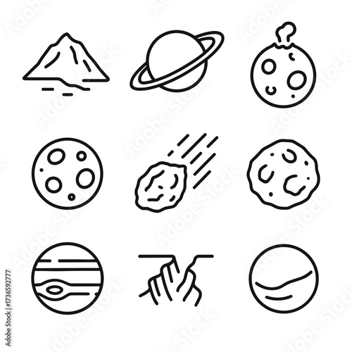 Mars planetary gas icon io features comet volcanic moon vector icons canyon