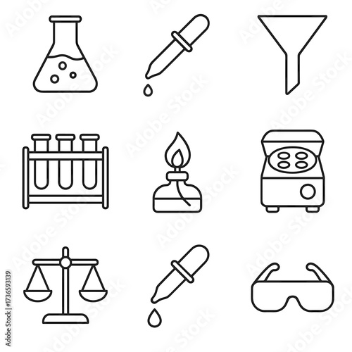 Icon icons safety burner laboratory goggles equipment centrifuge test rack vector scale