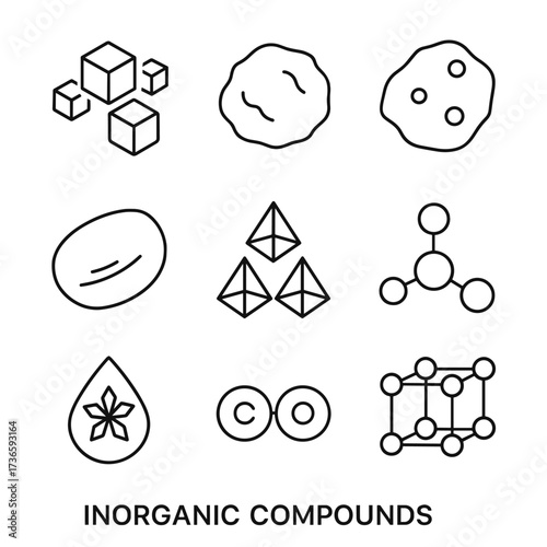 Calcium copper iodide crystal icons phosphate inorganic icon iron vector chlorine compound