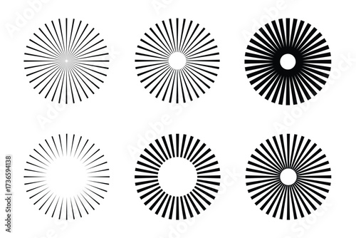 Six radial starburst shapes for decorative design projects vector