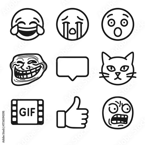 Internet vector laughing troll icon up emoji meme reaction crying shocked thumbs