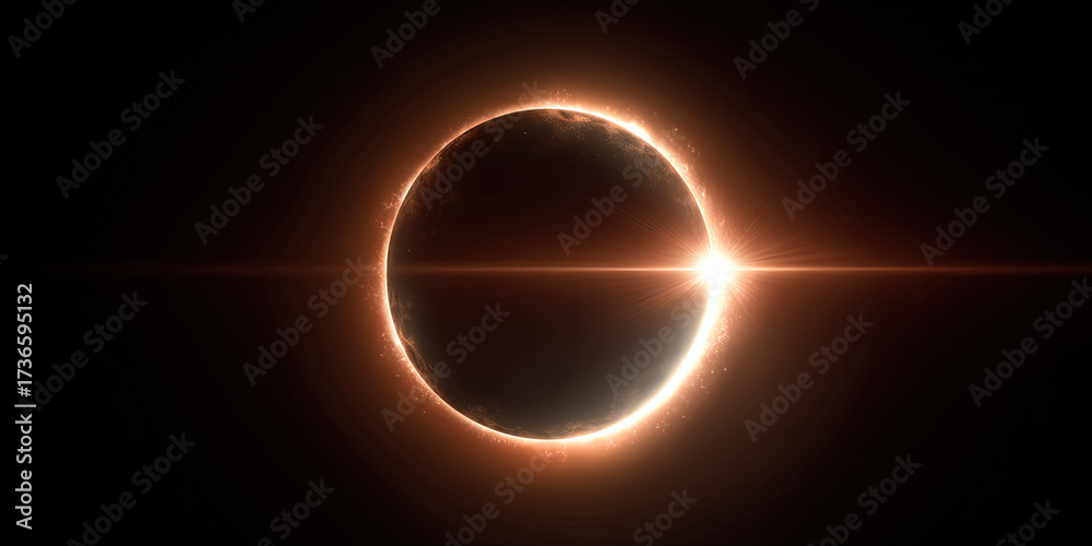 Obraz premium Annular eclipse with bright ring of fire effect