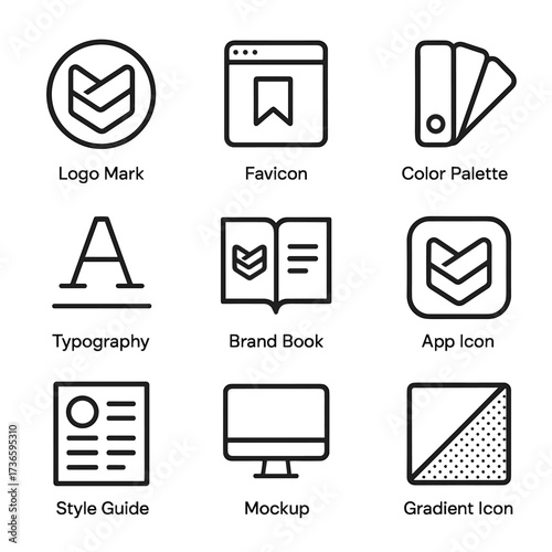 Digital typography gradient icons vector favicon app palette color book brand branding