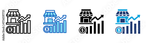 Market Development icon Multi Style Vector Illustration