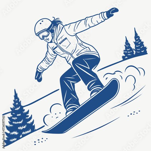 Snowboarding Elements Vector Silhouette – Extreme Winter Sports Illustration