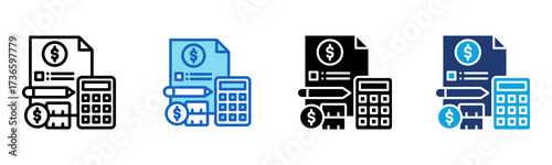 Financial Calculation icon Multi Style Vector Illustration