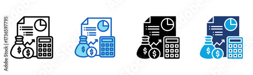 Budget Calculation icon Multi Style Vector Illustration