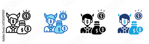 Corporate Corruption icon Multi Style Vector Illustration