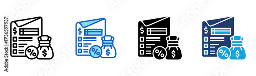Tax Document icon Multi Style Vector Illustration