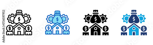 Asset Management icon Multi Style Vector Illustration