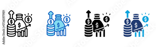 Business Earning icon Multi Style Vector Illustration