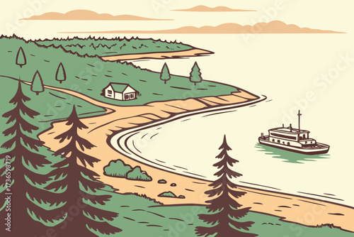 Madeline Island in Wisconsin, largest of the Apostles with beaches and ferry docks