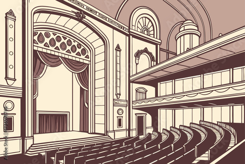 Majestic Theatre in Dallas, Texas, vintage marquee and historic interior with balconies