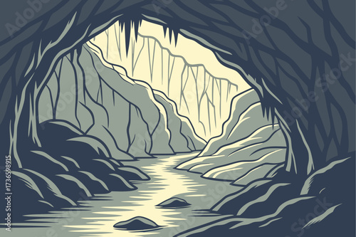 Lost River Caverns in Pennsylvania, underground river flowing through illuminated limestone passage
