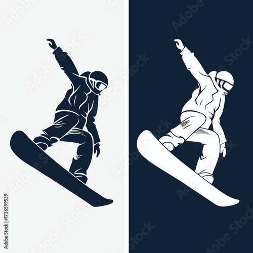 Snowboarding Elements Vector Silhouette – Extreme Winter Sports Illustration