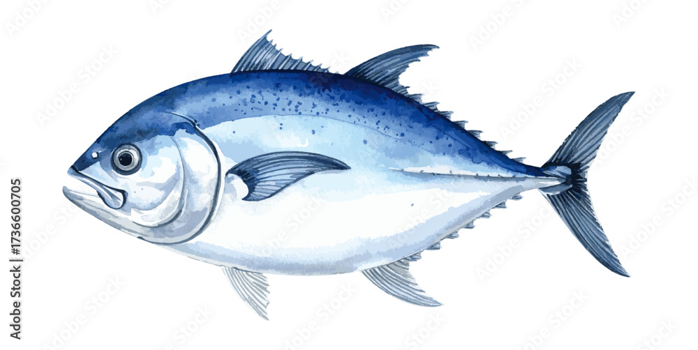 Fototapeta premium Watercolor Illustration of Giant Trevally Fish