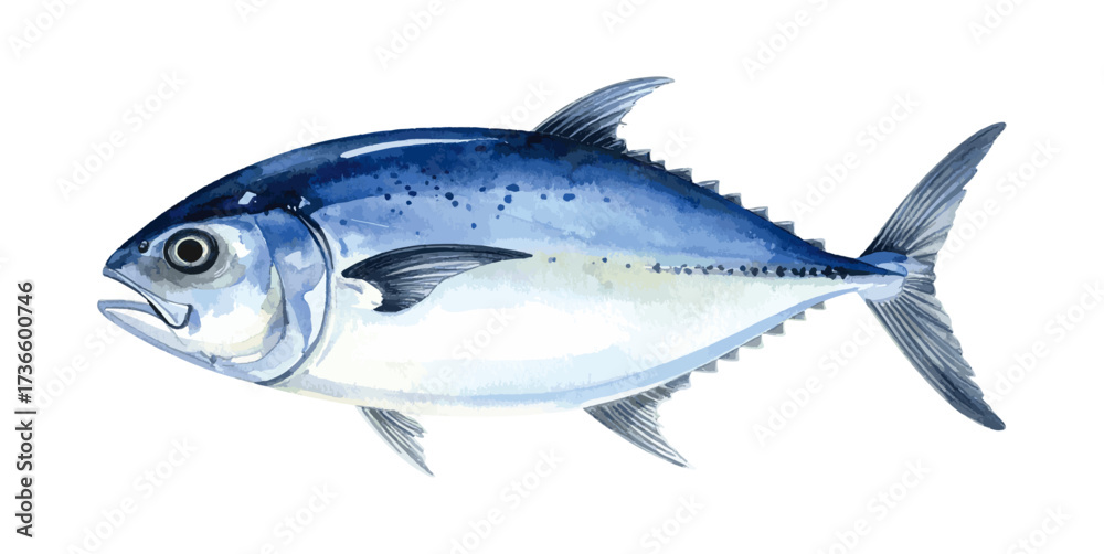 Fototapeta premium Watercolor Illustration of Giant Trevally Fish
