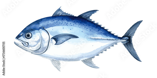 Watercolor Illustration of Giant Trevally Fish