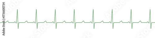 Vibrant green heartbeat line graphic for medical illustration, health awareness campaigns, or dynamic healthcare marketing materials showing vital signs