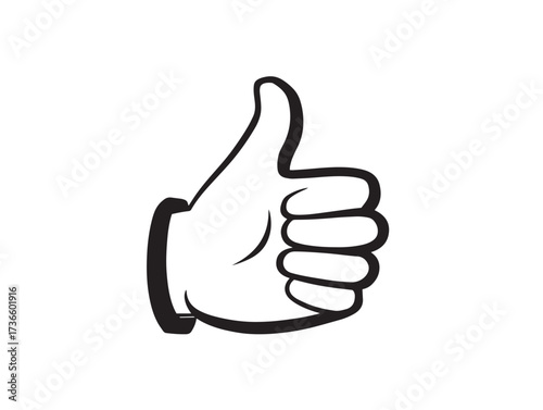 Elegant Thumbs Up Approval Icon in a Simple Minimalist Line Art Style