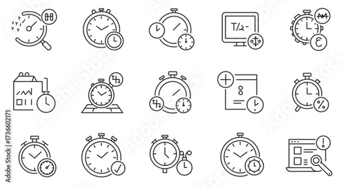 Set of conceptual icons. Vector icons in flat linear style for web sites, applications and other graphic resources. Set from the series - Time. Editable outline icon. 