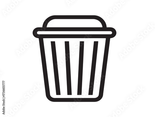 Elegant trash can symbol design in modern minimal vector line artwork
