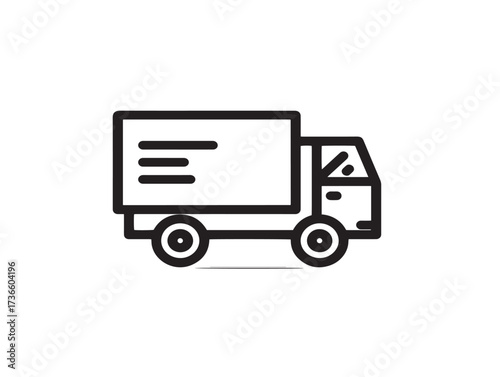 Stylish truck loading cargo symbol in minimal elegant bold vector design