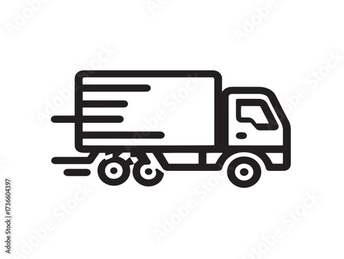 Elegant moving truck silhouette symbol in modern clean stylish vector illustration