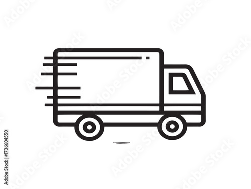 Creative moving truck design silhouette in modern clean stylish vector illustration