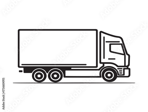 Modern side view truck icon in clean minimalist vector design