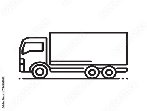 Stylish transportation truck silhouette in elegant line art vector style