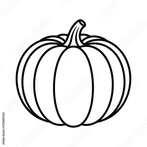 Simple outline drawing of a pumpkin with stem