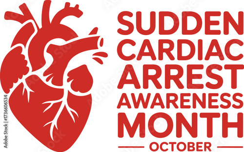 Sudden cardiac arrest awareness month october vector design