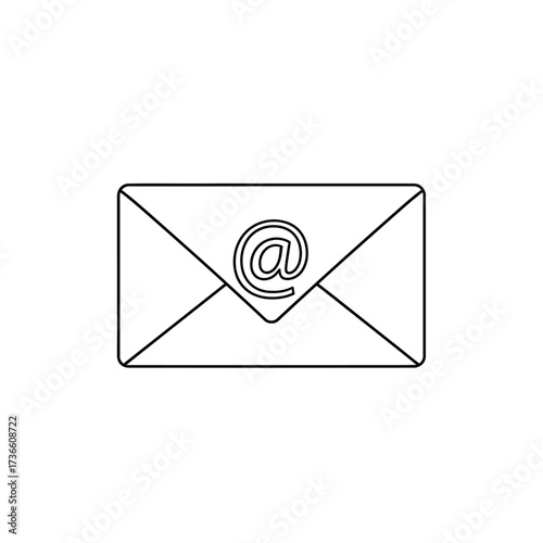 A simple line drawing of a sealed envelope with an "@" symbol in the center, representing email communication.