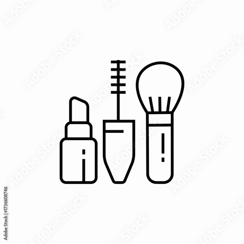 lipstick mascara powder brush icon sign vector