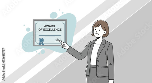 Businesswoman Presenting Award of Excellence for Outstanding Achievement and Performance