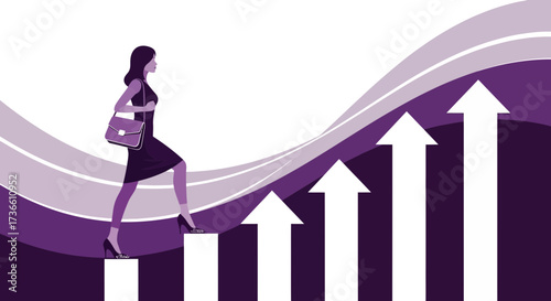Businesswoman Ascending Steps Towards Success Visualizing Growth And Career Advancement