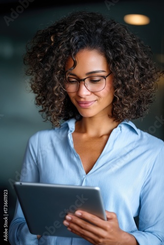 Wallpaper Mural Modern Woman Analyzing Tablet Torontodigital.ca