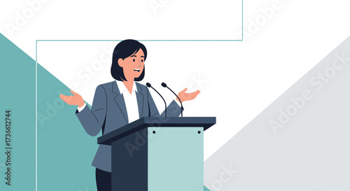 Businesswoman Giving A Speech At A Conference, Public Speaking Is The Main Idea Presented In The