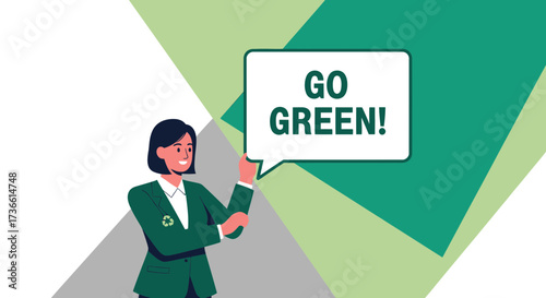 Businesswomen promoting green living and environmental conservation messages about sustainability