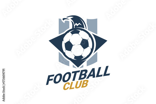 Soccer Logo or football club sign Badge. Football logo with shield background vector design. Vector illustration. 