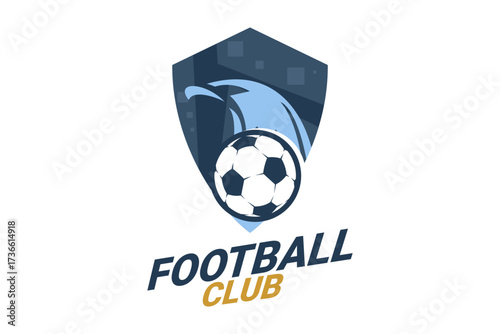 Soccer Logo or football club sign Badge. Football logo with shield background vector design. Vector illustration. 