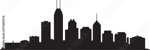 Detailed Indianapolis skyline vector illustration in black silhouette style