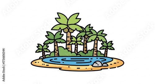 Illustration of tropical island with palm trees and lagoon tropical island with palm trees and lagoon