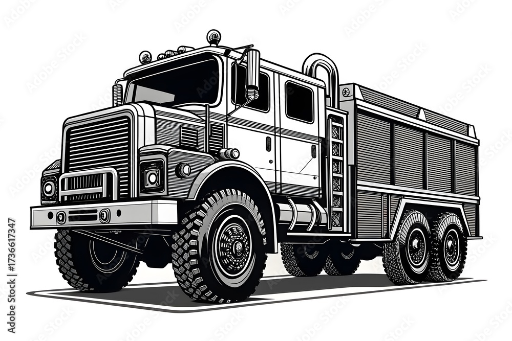 Obraz premium Heavy Duty Fire Truck Illustration on White Background vehicle