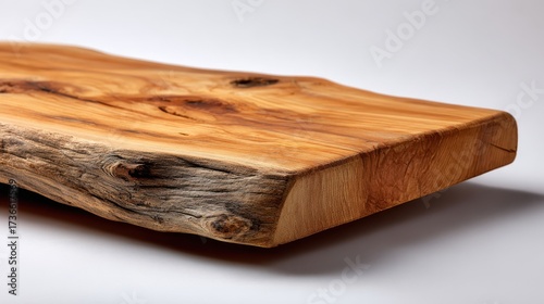 Rustic live edge wooden slab with natural bark texture