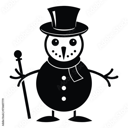 Charming Snowman with Hat and Scarf Illustration charming snowman with