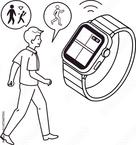 Smartwatch user monitoring steps and activity for a healthy, active lifestyle