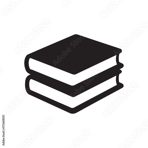 Stack of two books study education knowledge learning literature silhouette vector illustration
